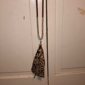 Cheetah print tassel necklace